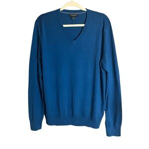 Banana Republic Sweater Men Luxury Blend Blue Silk Cotton Cashmere Size Large
